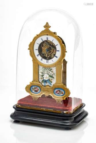 LEROY A PARIS DORE BRONZE AND PAINTED PORCELAIN CLOCK, 19TH ...