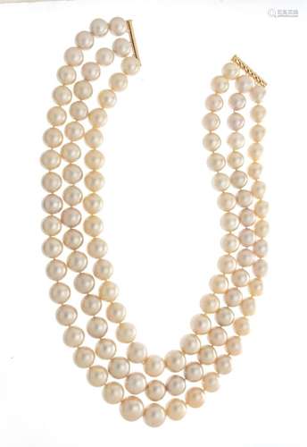 SOUTH SEA PEARL (12-15MM) 18KT GOLD TRIPLE STRAND NECKLACE, ...