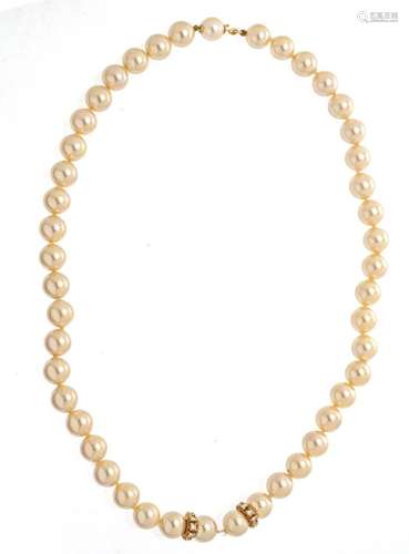 LADIES CULTURED PEARL (8MM) CHOKER NECKLACE, L 16", T.W...