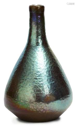 PEWABIC POTTERY BOTTLE VASE WITH LONG NECK, C. 1910, H 9&quo...