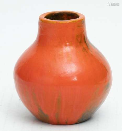 PEWABIC POTTERY EARTHENWARE WITH RED LEAD (CHROMATE) GLAZE V...