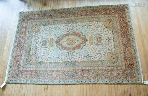 INDIA HAND WOVEN CARPET C 1970 W 6  L 8 9"