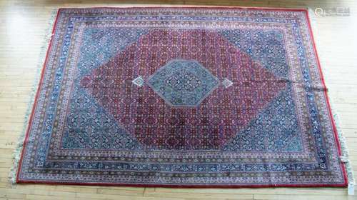 PERSIAN BIJAR HANDWOVEN WOOL CARPET, C. 2000, W 8  7", ...