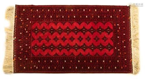 PERSIAN BOKHARA HANDWOVEN WOOL RUG, 20TH C., W 4  4", L...