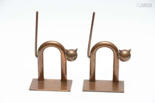 WALTER VON NESSEN FOR CHASE, SOLID COPPER BOOKENDS, PAIR, H ...