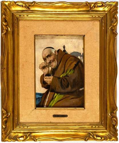 POMPEO MASSANI (ITALY, 1850-1920) OIL ON PANEL, H 8.5",...