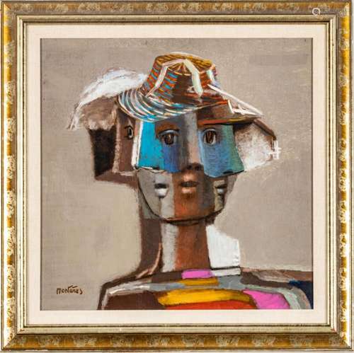 JOSE MONTANES (SPAIN/FRANCE, 1918-1998) OIL ON MASONITE, H 2...