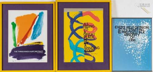 CORITA KENT (IOWA, 1918-1986) COLOR LITHOGRAPHS, 3 PCS, H 14...