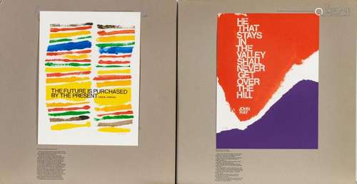 CORITA KENT (IOWA, 1918-1986) COLOR LITHOGRAPHS, 2 PCS, H 15...