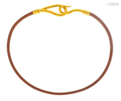 HERMES NATURAL BRIDLE JUMBO HOOK CHOKER NECKLACE, L 15"...