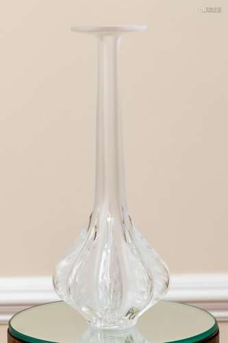 MARIE-CLAUDE LALIQUE DESIGNED FROSTED GLASS VASE, C. 1993, H...