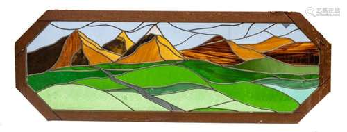 STAINED & SLAG GLASS WINDOW PANEL, W 23", L 63.5&qu...