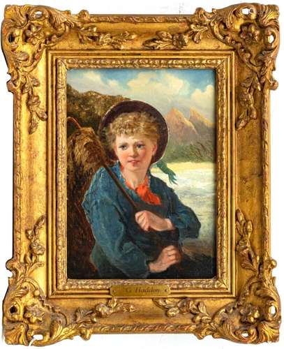 G. HADDON, UK OIL ON CANVAS, 19TH.C. H 11" W 8" FI...