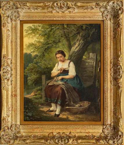 ROBERT SCHWEDLER, BERLIN, OIL ON CANVAS 1865 H 18" W 16...