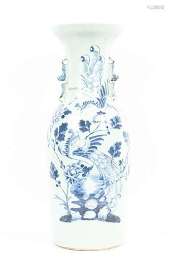 CHINESE BLUE & WHITE PORCELAIN URN, H 22.75", DIA 9...