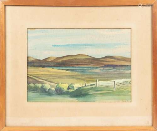 JOHN ROWRER, WATERCOLOR ON PAPER, 1945, H 16", W 22.25&...