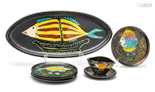 CERENNES, VALLAURIS, FISH SERVICE C 1950 6 PCS.