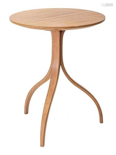 THOMAS STENDER  MODULUS  BENT MAPLE WOOD END TABLE, H 20&quo...