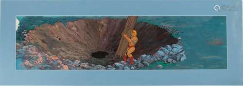 HE-MAN MULTI PRODUCTION CEL AND HAND PAINTED PRODUCTION BACK...