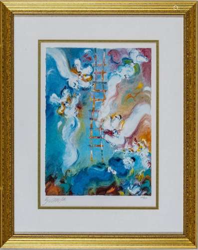 AVRAM, LITHOGRAPH H 15" W 11" "JACOB S LADDER...