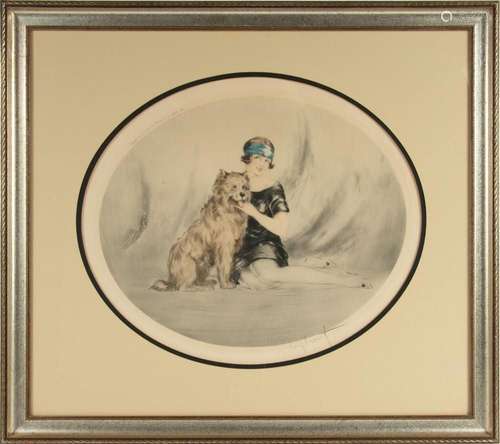 LOUIS ICART (FRENCH, 1888-1950) ETCHING WITH COLOR ON PAPER,...