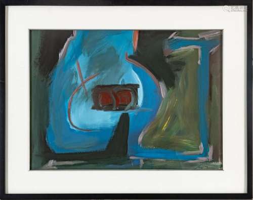 MODERN GOUACHE, SIGNED H 19" W 26"