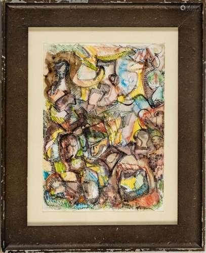 JACK FAXON (AMERICAN, 1936-2020), MIXED MEDIA WATERCOLOR, H ...