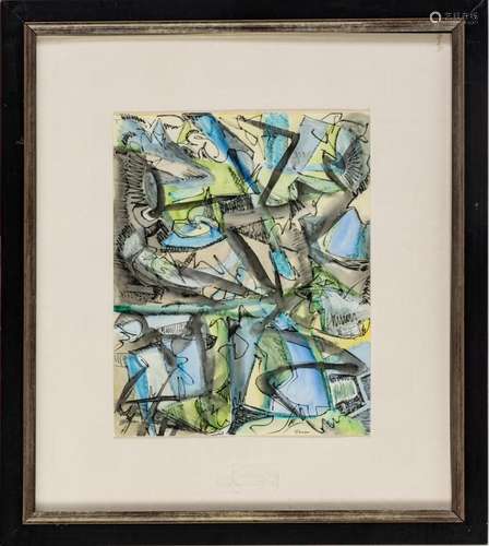 JACK FAXON (AMERICAN, 1936-2020), WATERCOLOR AND MARKER ON P...