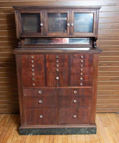 AMERICAN MAHOGANY DENTAL CABINET, H 63" W 40" D 13...