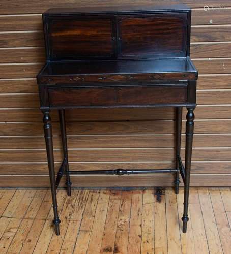 AMERICAN MAHOGANY FLIP TOP WRITING DESK, H 37.75" W 24&...