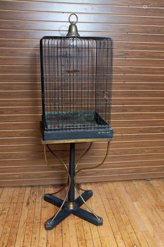 PATINATED METAL BIRD CAGE H 64" W 20" L 20"