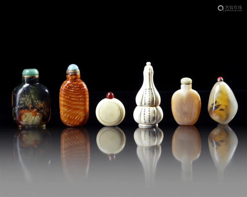 SIX CHINESE SNUFF BOTTLES, 19TH-20TH CENTURY