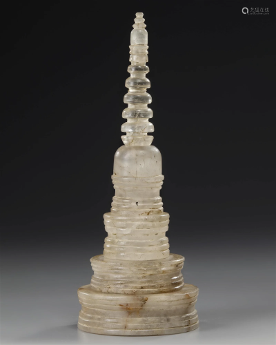 A ROCK CRYSTAL RELIQUARY SHAPED AS A STUPA, GANDHARA 4TH-5TH...