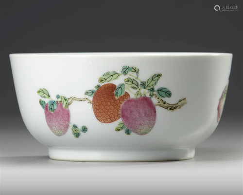 A CHINESE FAMILLE ROSE 'THREE ABUNDANCES' BOWL, QI...