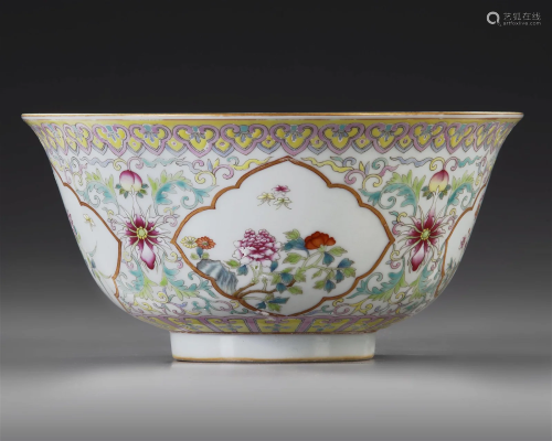 A CHINESE FAMILLE ROSE 'FLOWERS' BOWL, 20TH CENTUR...