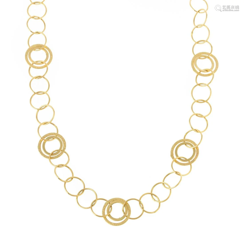 A Textured Open Circle Necklace in 14K