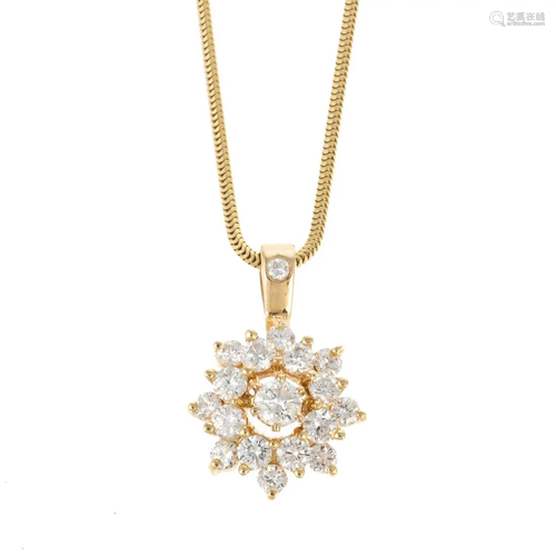 A 2.50 ct Diamond Pendant on 14K Adjustable Chain