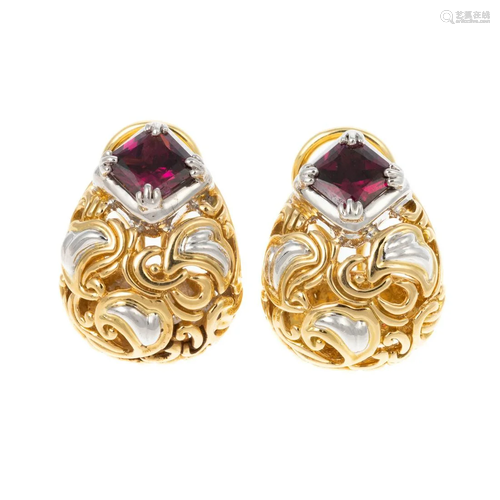 A Pair of Fine 18K Rubellite Tourmaline Earrings