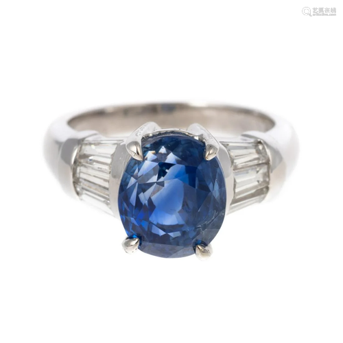 A GIA Unheated Ceylon Sapphire & Diamond Ring