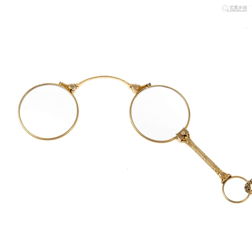 An Edwardian 14K Lorgnette on Chain