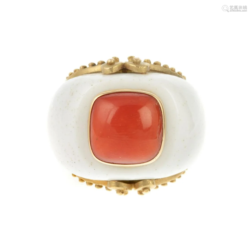 A Sterling & Gold Coral Ring by Maz