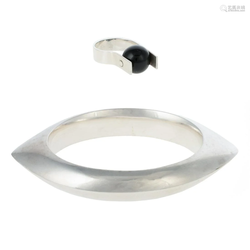 A Georg Jensen Bangle & Betty Cooke Ring