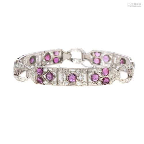 A 10.00 ctw Ruby & Diamond Bracelet in Platinum