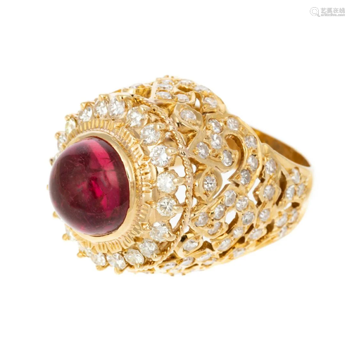 A Very Fine Rubellite Tourmaline & Diamond Ring