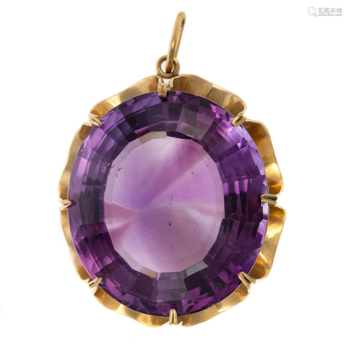 A Large Amethyst Pendant in 14K