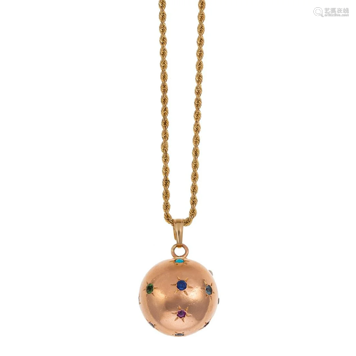 A 14K Celestial Multi-Gemstone Pendant & Chain