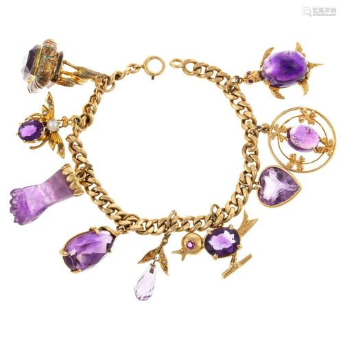 A Vintage Amethyst Charm Bracelet in 14K