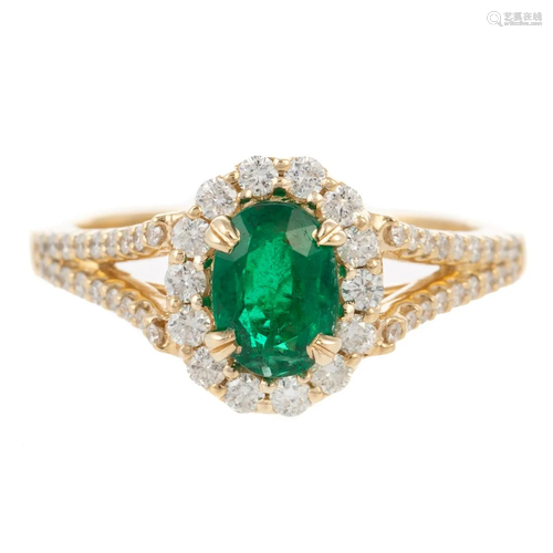 An Emerald & Diamond Ring in 14K