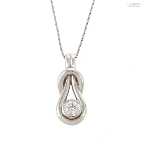 A Love Knot Diamond Pendant & Chain in 14K