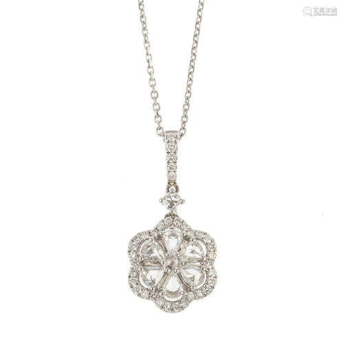 A Rose-Cut Diamond Floral Pendant in 18K